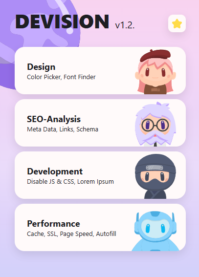 Devision – Web, Design & SEO Toolkit Chrome Extension Preview